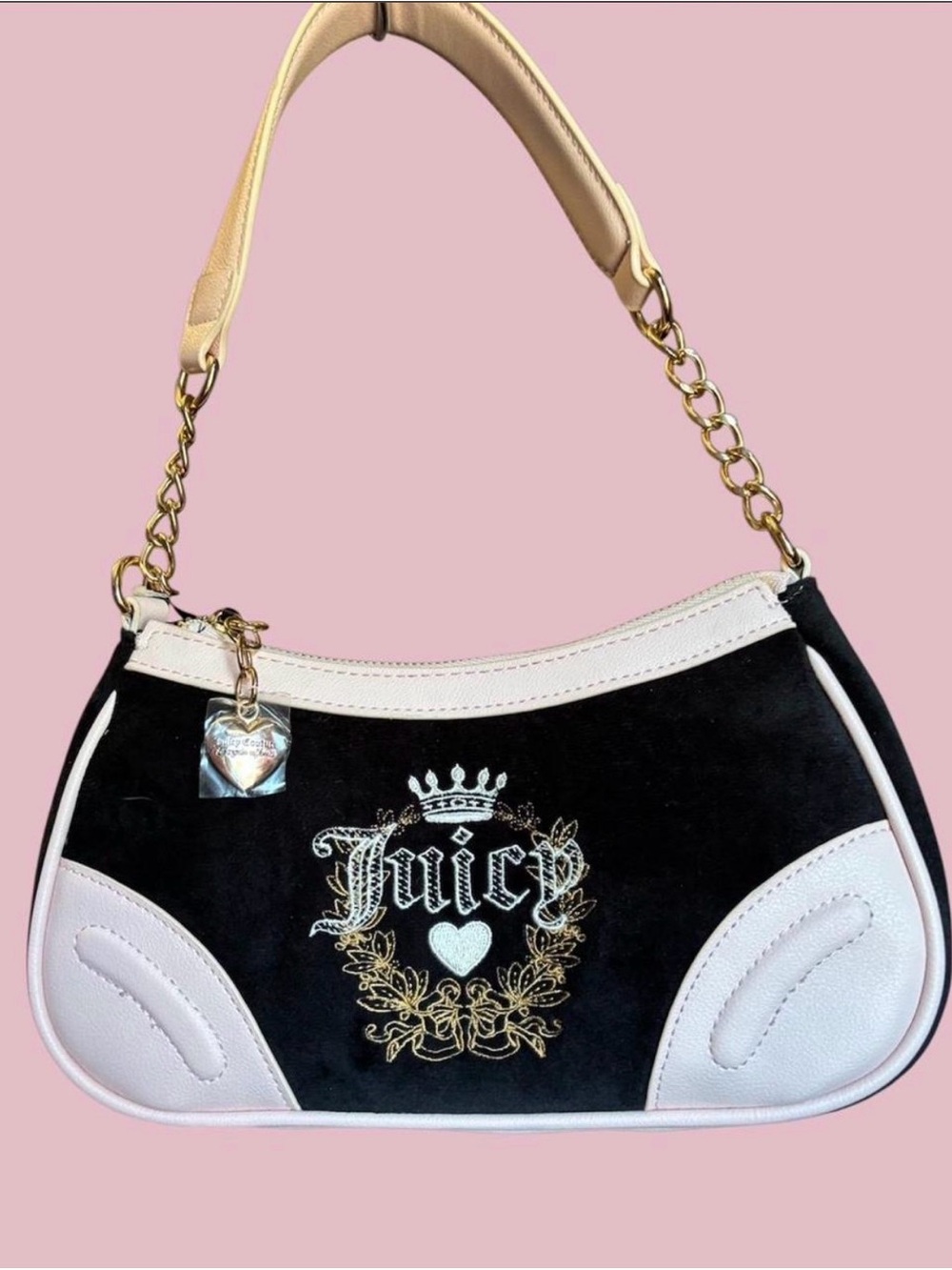Juicy Couture Black, Pink and Gold Shoulder Bag